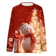 thumbnail image 4 of Womens Sweater Christmas Print Pullover Long Sleeved Warm Double-sided Velvet Sweater Red L, 4 of 5