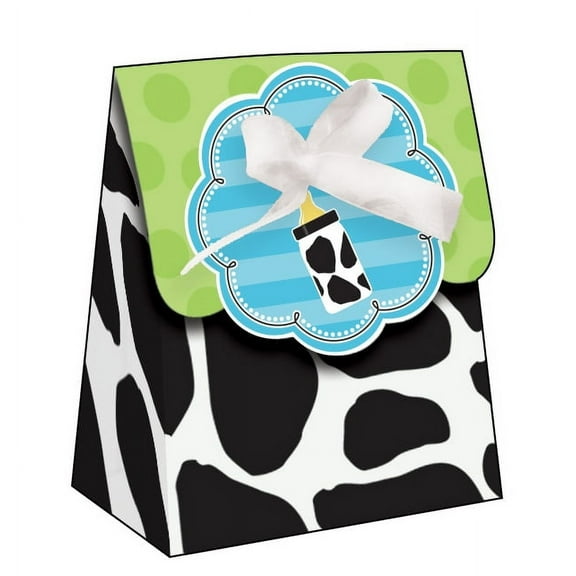 Various Cow Print Boy Baby Shower Favor Boxes (12ct)