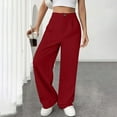 thumbnail image 5 of IDALL Wide Leg Pants Woman Dress Pants Women Womens Casual Wide Leg Dress Pants High Waist Tailored Down Pants With Pockets High Waisted Pants Womens Pants Red L, 5 of 8