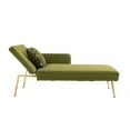 thumbnail image 4 of Comfy Upholstered Sofa Accent Sofa, 66.14" Velvet Sofa Futon Sofa Bed with Metal Feet & Adjustable Angle, Modern Chaise Lounge Sofa Convertible Sofa Sleeper with Arm for Living Room Bedroom, Green, 4 of 7