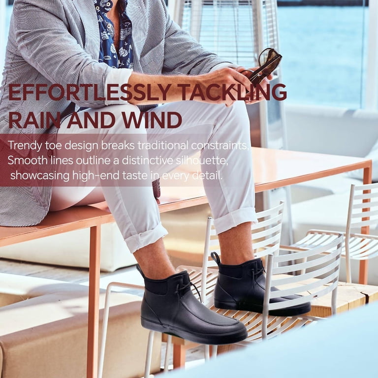 Deck Boots for Men Waterproof Rain Boots Durable Rubber Boots Comfortable  Fishing Loafers Slip On Moc Toe Shoes Non Slip Boat Shoes for Fishing,  Gardening, Daily, Working, Sailing - Walmart.com