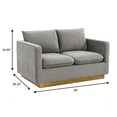 thumbnail image 6 of LeisureMod Loveseat Upholstered in Velvet with Brushed Gold Stainless Steel Base and Removable Cushions for Modern Home, Living Room, Offices Nervo Collection in Light Grey, 6 of 7