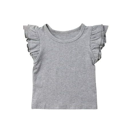 

Meihuida Baby Girl Top Basic Plain Ruffle T-Shirt Blouse Casual Pullover