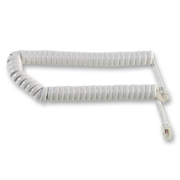 PRO SIGNAL - White RJ10 Plug to Plug Coiled Telephone Handset Cable - 3m