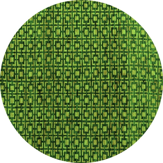 Ahgly Company Indoor Round Abstract Green Modern Area Rugs, 4' Round