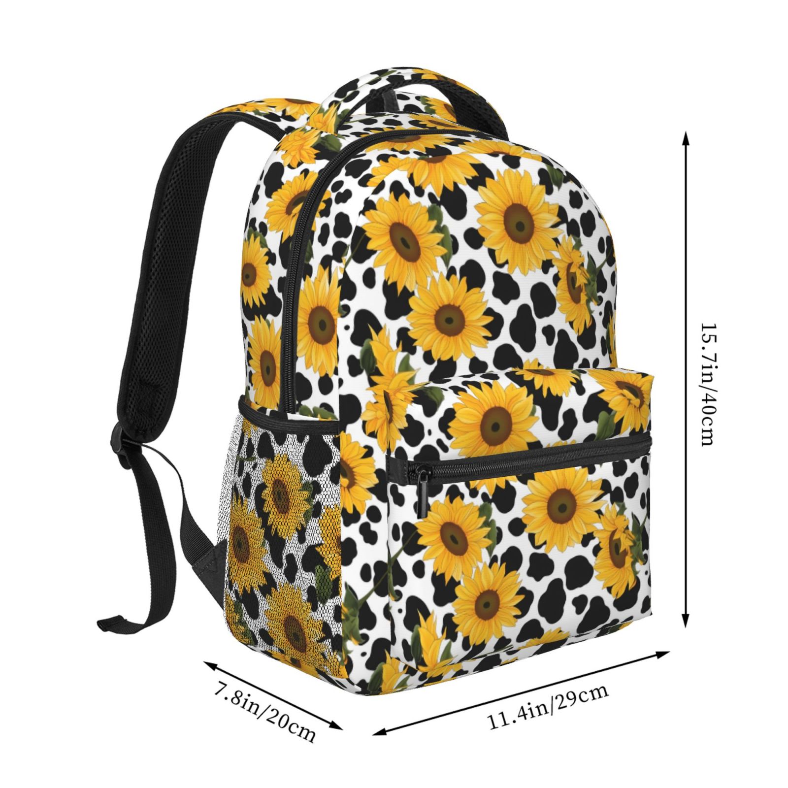 Xecao Cow Print Sunflower Backpack, a stylish and functional choice for both men and women, is the perfect basic bookbag for college, work, or travel