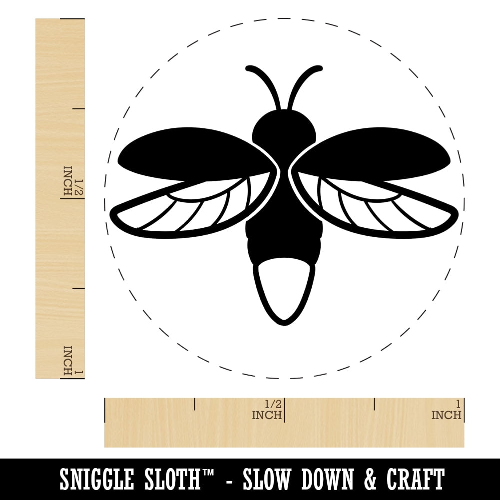 Flying Firefly Lightning Bug Self-Inking Rubber Stamp Ink Stamper - Purple Ink - Medium 1 Inch