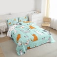 thumbnail image 3 of Castle Fairy Cute Animal Cats Twin Comforter Sets for Children,Teal Orange Bedding Set, 3 of 8