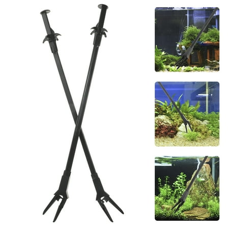 NICEXMAS Aquatic Tweezers Extra Long Fish Tank Accessories Black 2Pcs 19.65X0.79X0.79in