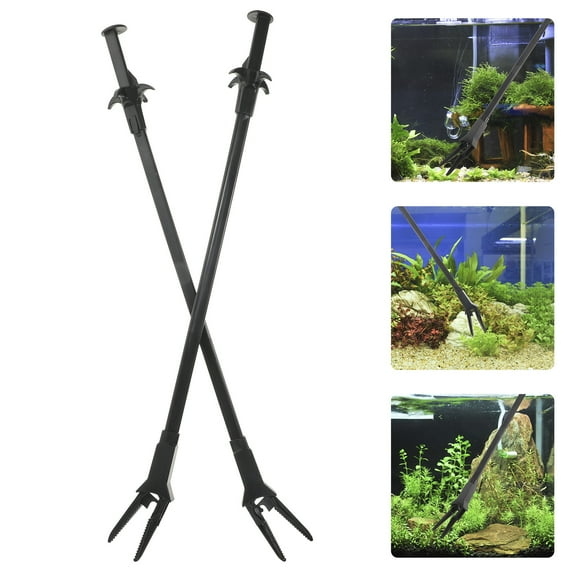NICEXMAS Aquatic Tweezers Extra Long Fish Tank Accessories Black 2Pcs 19.65X0.79X0.79in