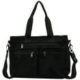 thumbnail image 1 of Bolso de mano de pana para mujer con múltiples bolsillos bolso de viaje con cremallera (negro), 1 of 9