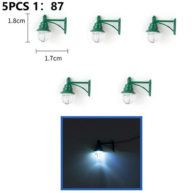 Lefu 5pcs Wall Lights HO Scale Railway Train Lamp Warm White 3V/12V LED Street Light