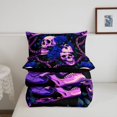 thumbnail image 5 of Homewish Spooky Skull Queen Comforter Set For Adults Teens,Blue Flowers Comforter Sets Queen,Halloween Duvet,Black Reversible,3pcs,1 Comforter and 2 Pillowcases, 5 of 7