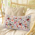 thumbnail image 4 of Pink Flowers Pillow Covers, Linen Long Throw Pillow Case, Spring Farmhouse Floral Leaves Vintage Holiday Pillow Protector Decorative Cushion Cover for Living Room/Bedroom 12" x 20", 4 of 8