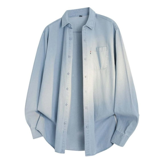 NAFUU Mens Dress Shirts Men's Long Sleeve Denim Shirt Casual Loose Fit Oversized Shirts Relaxed Button Down Shirt Comfortable Tops Work Shirts for Men