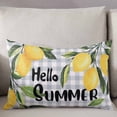 thumbnail image 3 of Hello Summer Throw Pillow Cover 16 x 24 Inch Decorative Pillow Cover Lemon Green Botanical Watercolor Plaid Lumbar Pillowcase Seasonal Rectangle Cushion Case for Couch Sofa Bed Living Room, 3 of 7