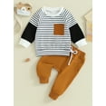 thumbnail image 2 of Bagilaanoe 2PCS Toddler Baby Boy Pants Set Stripe Long Sleeve Sweatshirt Pullover Tops + Drawstring Sweatpants 6M 12M 18M 24M 3T Kids Casual Sweatsuits, 2 of 9