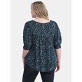 thumbnail image 3 of Terra & Sky Women's Plus Size Smocked Blouse, Sizes 0X-5X, 3 of 5