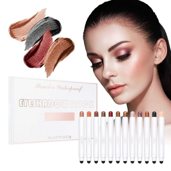 Eye Shadow Eye Shadow Wax Eye Shadow Stick Pearl Light Durable Smooth Eye Shadow Stick Sparkling Flash Eye Shadow Glossy Eye Makeup 12 Pieces Shadow Foam