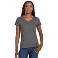 thumbnail image 4 of Gildan Heavy Cotton Women’s V-Neck T-Shirt, 100% Cotton, Soft & Durable, Semi-Fitted, Charcoal, 3XL, 4 of 5