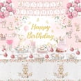 thumbnail image 6 of Bunny Birthday Party Supplies Set, Pink Rabbit Theme Plates Cups Napkins Banner Balloons Tablecloth Cake Topper Backdrop Swirls Cutlery, Serves 24, For 1st 2nd Birthday, 6 of 7