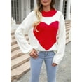 thumbnail image 3 of SUNSIOM Pulls à Manches Longues Col Rond Imprimé Coeur Femmes Pulls Surdimensionnés, 3 of 6