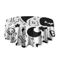thumbnail image 5 of Black and White Halloween Doodle Pattern Round Tablecloth 60"x60",Wrinkle Wipeable Table Cloth for Kitchen Dining Room Picnic Patio Party, 5 of 6