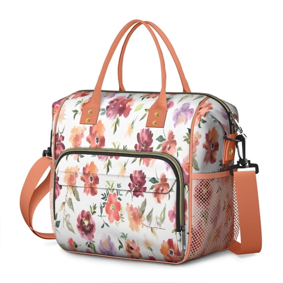 Pioneer Flower Floral Print Pattern Womens Lunch Box for Work,Insulated Large Lunch Bag for Tween and Teen,Loncheras Para Mujer,Leakproof Adult Lunch Bag for Work,Beach,Travel,Picnic,Camping