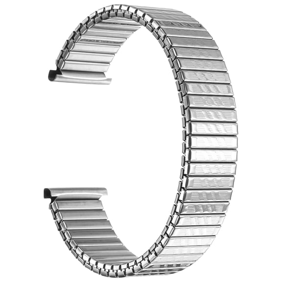 Uxcell Expansion Watch Bands 18mm Stainless Steel Stretch Watch Replacement Straps Wristwatch Strap Wave Pattern for Women Men, Silver