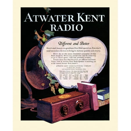 Atwater Kent Radio Back cover advertisment for the Atwater Kent Radio - Different and Better from the 1927 issue of Etude magazine Poster Print by unknown ()