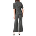 thumbnail image 3 of INSPIRE CHIC Women's Business Office Suit Set One Button Short Sleeve Blazer and Suit Pants XL Dark Gray, 3 of 6