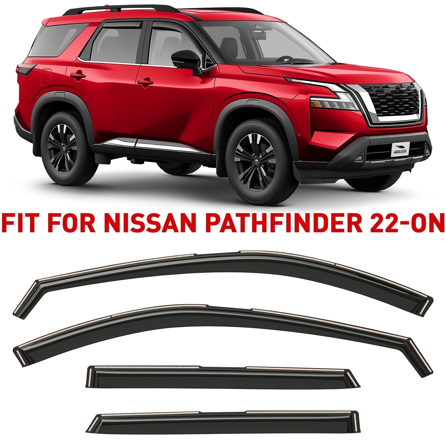 Voron Glass in-Channel Extra Durable Rain Guards for Ford Expedition 2018-2024, Window Deflectors, Vent Window Visors, 4 Pieces - 200371