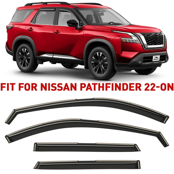 Voron Glass in-Channel Extra Durable Rain Guards for Nissan Pathfinder 2022-2026, Window Deflectors, Vent Window Visors, 4 Pieces - 200925