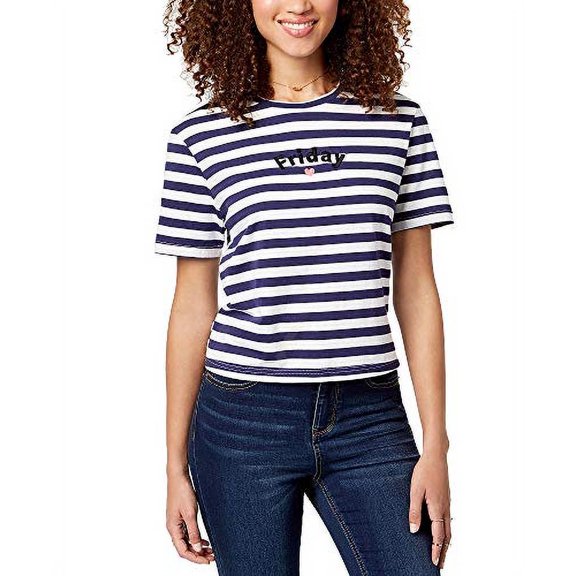Rebellious One Juniors' Cotton Friday Embroidered T-Shirt (Celeb Blue, M)