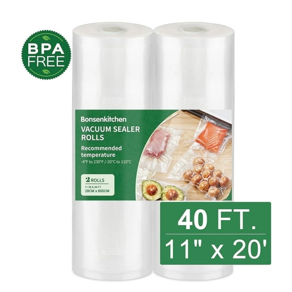 Bonsenkitchen Vacuum Seal bags Roll for food 11'' x 20' x 2 Packs, food saver bags