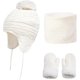 thumbnail image 1 of (Tamaño: L Blanco) Gorros con orejeras y bufandas de punto para niñas pequeñas de 4 a 6 años Gorros con pompones gruesos y cálidos con calentador de cuello Conjuntos de gorros para niños Guantes Conjunto de gorro de invierno Rojo Verde, 1 of 5