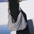 thumbnail image 3 of Bolsa Hobo de Strass para Mujer Plata 32x17 cm, 3 of 9