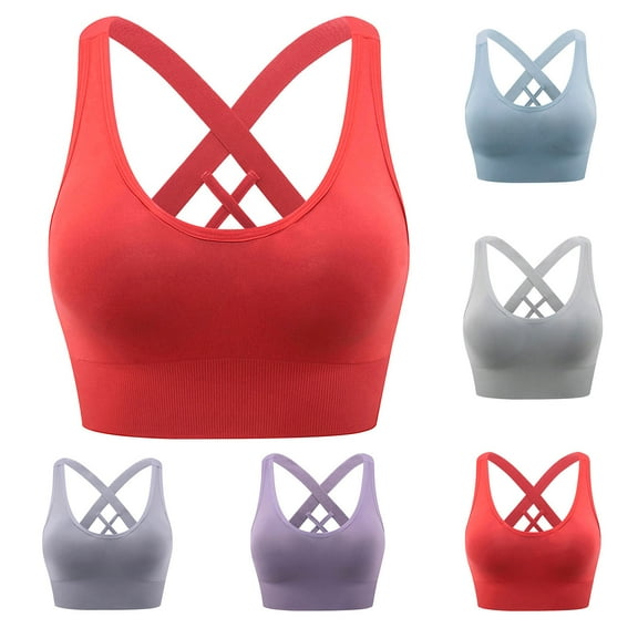 HAPIMO Discount Sports Bras for Women Workout Activewear Bra Stretch Elastic Solid Sleeveless Cold Shoulder Racerback Athletic Vest Running Padded Bralette Cozy Red S