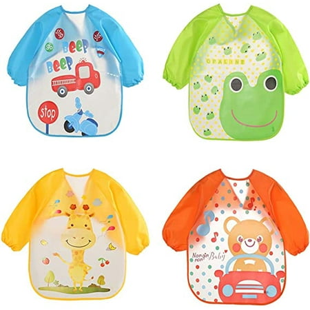 

4 Pcs Long Sleeved Baby Bibs Waterproof Sleeved Bib 6-36 Month B