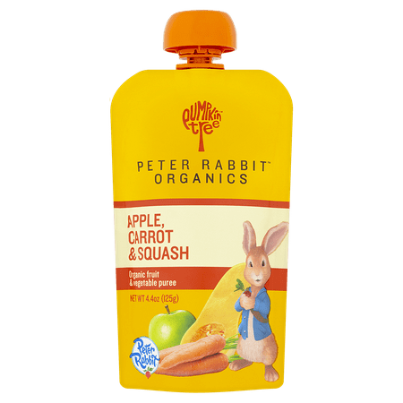 Peter Rabbit Organics Carrot, Squash and Apple, 100% Veg and Fruit Puree Baby Food, 4.4 oz, 10 count