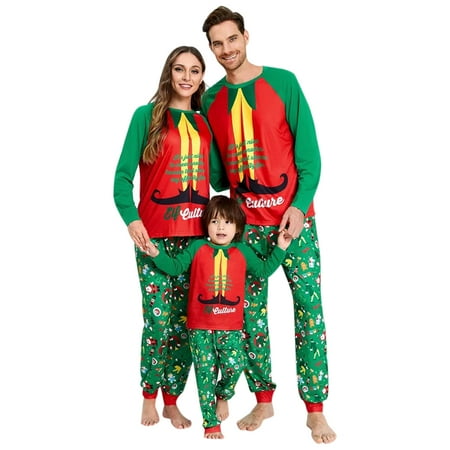 

Phenas Christmas Matching Family Pajamas Women Men Kid Letter Print Pjs Santa Claus Clothes Sleepwear
