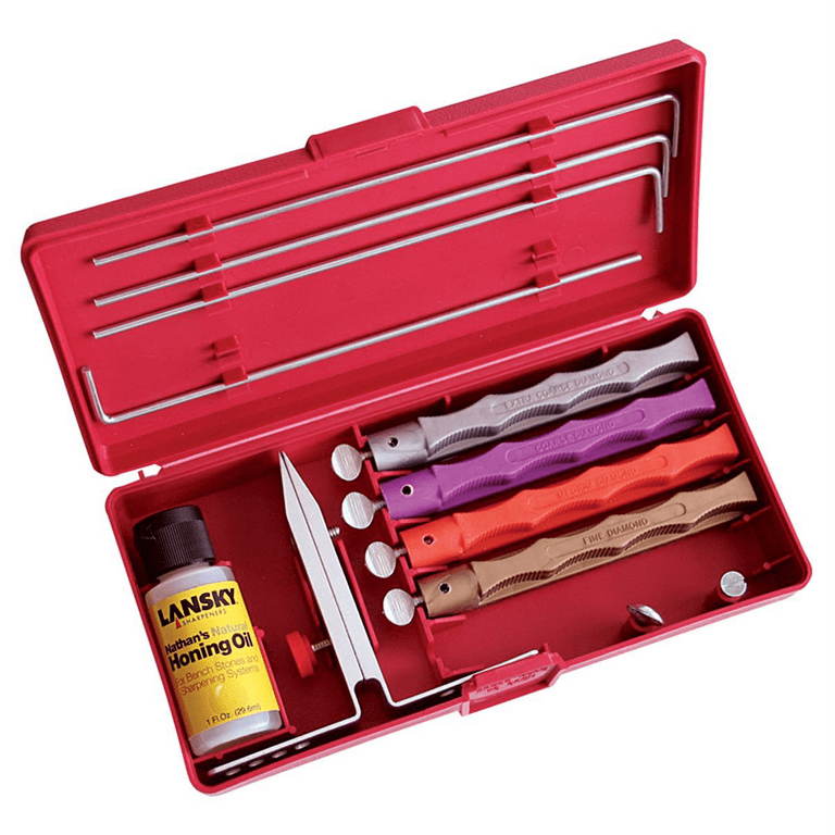 Lansky Deluxe 4-Stone Diamond Knife Sharpener Kit with Angle Guide
