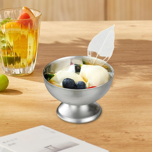 Taza de heladería Taza de bocadillos portátil de acero inoxidable tazón de postre taza de postre para graduaciones en casa Aniversarios ensalada de L Plata