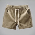 thumbnail image 4 of USNSM Men's Fashion Shorts 5 Inch Inseam Drawstring Elastic Waist Lightweight Casual Summer Beach Shorts with Pockets Brown M, 4 of 4