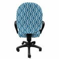 thumbnail image 3 of Nautical Office Chair Slipcover, Sailor Knot Pattern with Marine Inspirations Naval Motifs Braided Rope Design, Protective Stretch Decorative Fabric Cover, Standard Size, Blue and White, by Ambesonne, 3 of 5