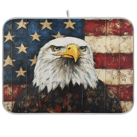 

Dish Drying Mat 16 x 18 Highly Absorbent Microfiber for Dishes Utensils Flag