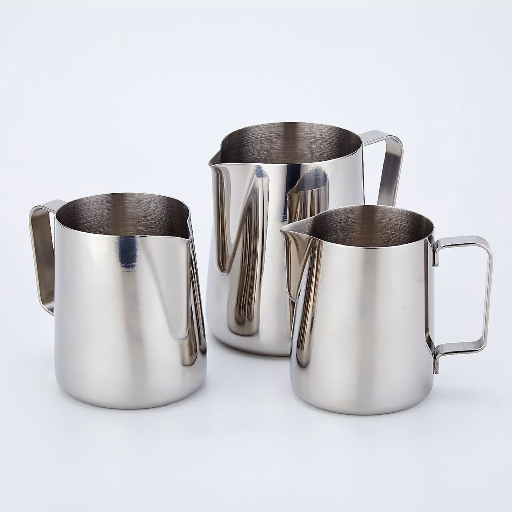 3 PACK Milk Frothing Pitcher Cup, 11.8oz/13.5oz/20oz Milk Frother Cup Stainless Steel Steaming Pitcher Milk Jug Coffee Latte Art Cappuccino Espresso Machine Accessories Barista Steam Pitchers