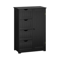 Resenkos Standing Indoor Wooden Cabinet with 4 Drawers-Black, Bathroom Cabinets for Entryway Storage, Home Office Furniture