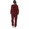 thumbnail image 3 of Just Love Buffalo Plaid Adult Bodysuit Faux Shearling Lined Hoody One Piece Pajamas (Red Buffalo Plaid, Small), 3 of 3