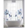 thumbnail image 4 of Blue Spring Floral Sheer Curtains 96 Inch Length 2 Panels Set, Watercolor Botanical Summer Flower Voile Window Treatment Semi Sheer Long Curtains Drapes for Bedroom/Living Room/Kitchen 52"x96"x2, 4 of 7